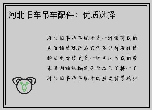河北旧车吊车配件：优质选择